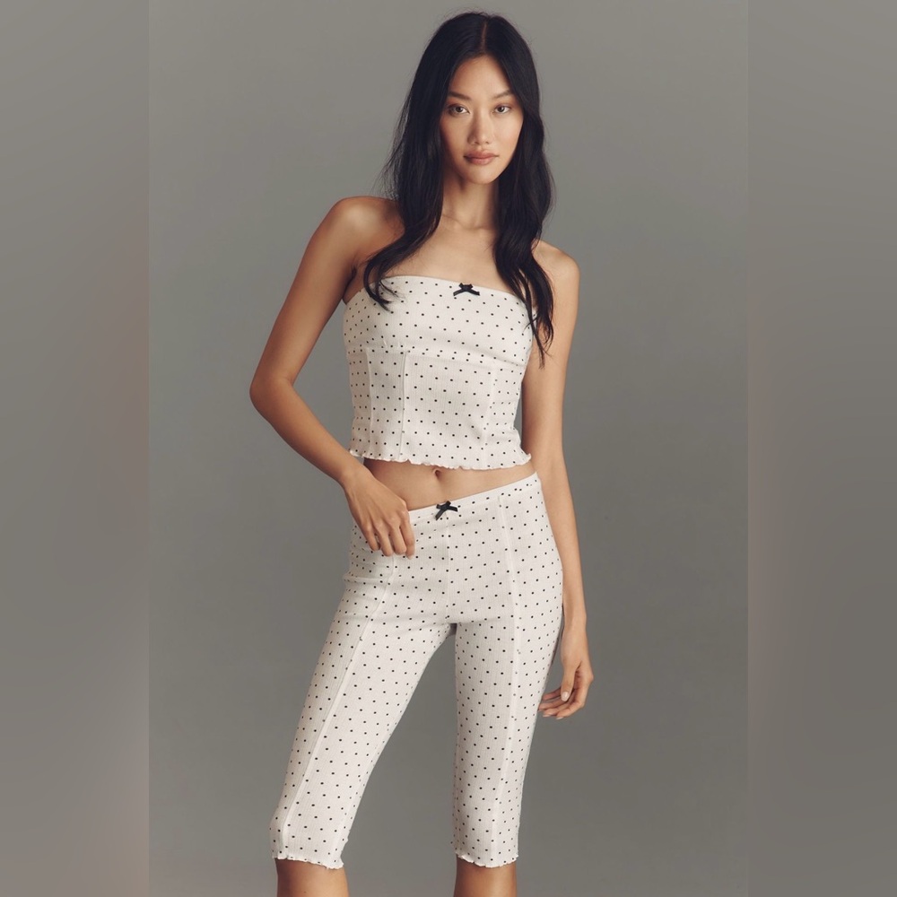 Anthropologie White and Black Star Pajama Set